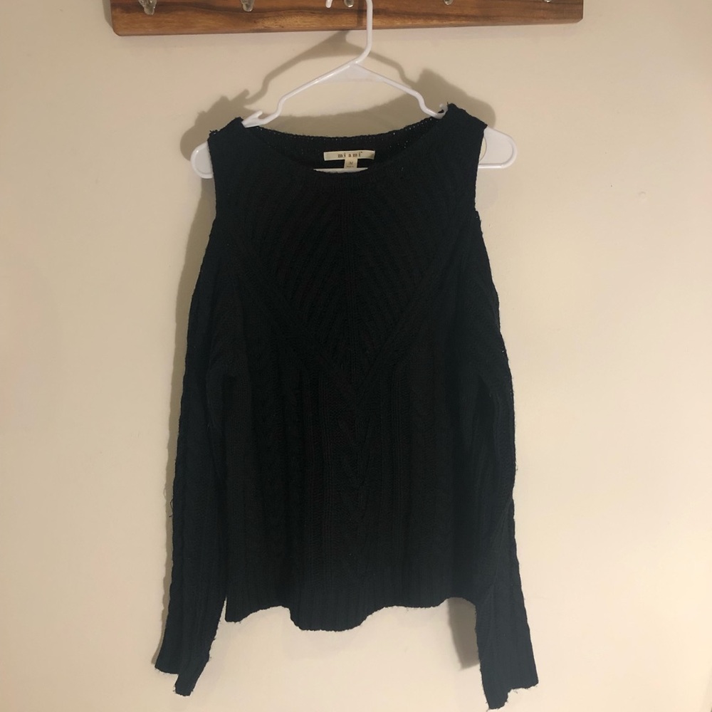 Black Cold-Shoulder Sweater